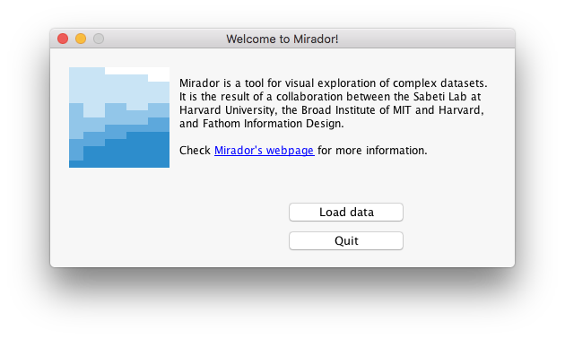 Mirador 1.4.2 launch screen